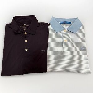 Southern Tide Polo Shirt Duo - Dark Blue and Light Blue Stripes